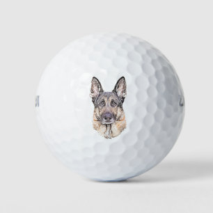 Balles De Golf Berger allemand Sketted Dog Art