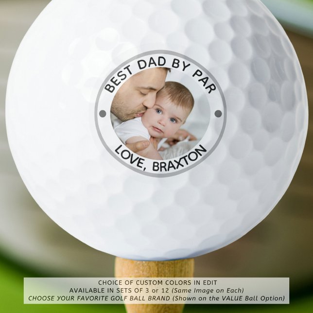 Balles De Golf BEST DAD BY PAR PAR Photo personnalisée (Créateur téléchargé)