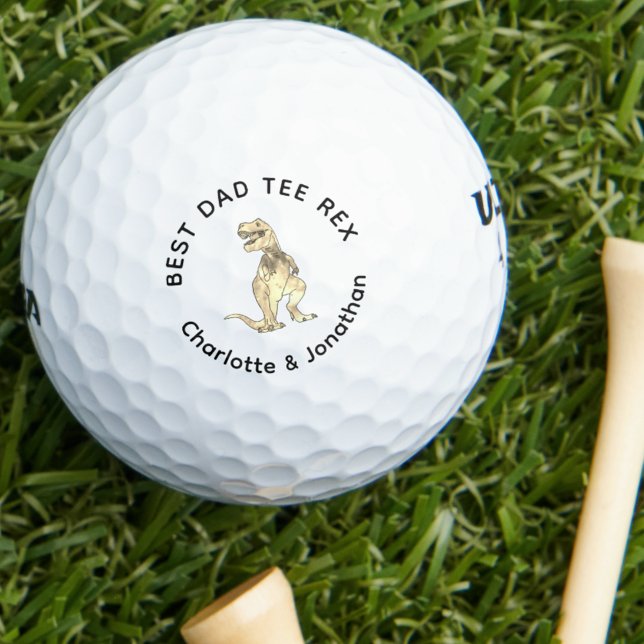 Balles De Golf Best Dad Tee Rex personalized kids names (Funny best dad tee Rex custom kids names and dinosaur T-Rex golfing joke golf ball Gift for fathers )