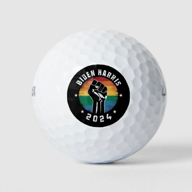 Balles De Golf Biden Harris 2024 Elections LGBT Gay pride Arc-en- (Devant)
