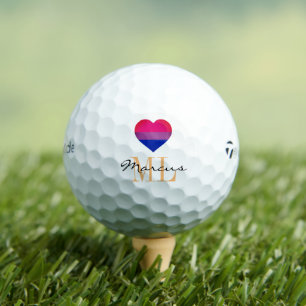 Balles De Golf Bisexual Flag Heart & Pride Golf monogrammed /LGBT