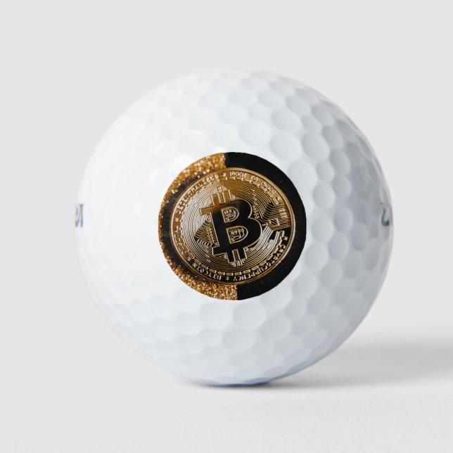 Balles De Golf Bitcoin Cryptomonnaie Chic Black Gold Parties scin (Devant)