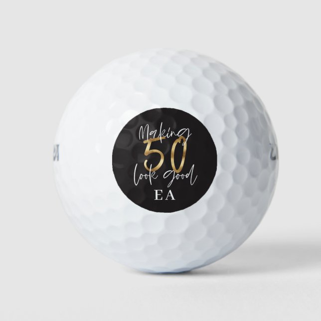 Balles De Golf Black et or fun 50e anniversaire (Devant)