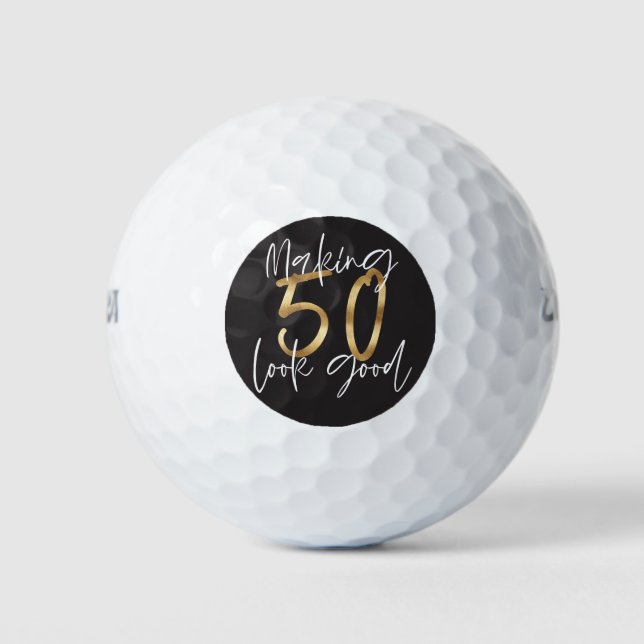 Balles De Golf Black et or fun 50e anniversaire (Devant)