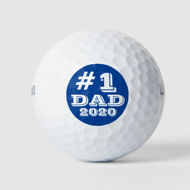 Balles De Golf Bleu #1 Papa 2020 Numéro Un Papa Personnalisé (Devant)