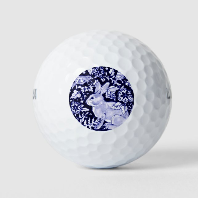 Balles De Golf Bleu classique et lapin blanc Oiseaux de lapin Flo (Devant)