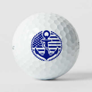 Balles De Golf Bleu Nautique Ancre
