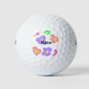 Balles De Golf bleu violet t aquarelle florale ajouter nom texte 