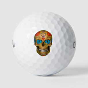 Balles De Golf Blue Eyed Sugar Skull    Zombie Golf Balls