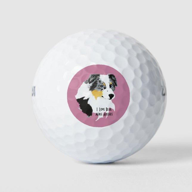Balles De Golf Blue Merle Australian Shepherd Cus.Golf Ball 3 pk (Devant)