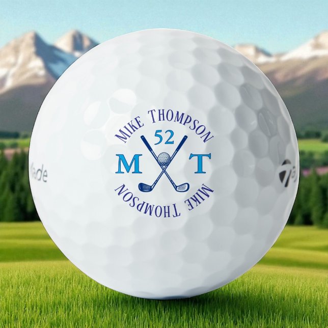 Balles De Golf Blue Name, Initials and Age - Logo (Créateur téléchargé)
