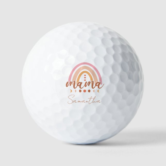 Balles De Golf Boho Rainbow Mama avec phases de lune (Recto)