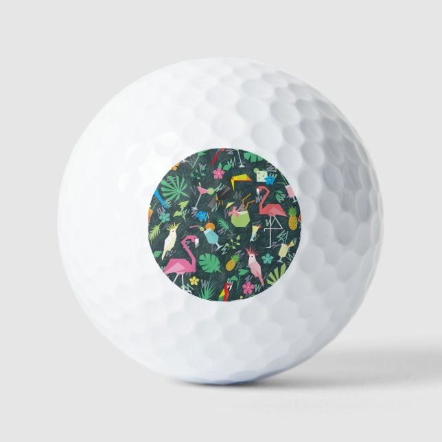 Balles De Golf Boissons D'Oiseaux Tropicaux : Vibrant Sans Fil. (Recto)