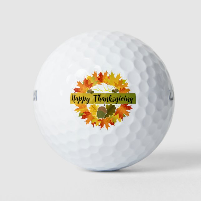 Balles De Golf "Bon thanksgiving Wreath, Acorn Golf Balls (Devant)