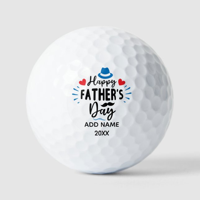 Balles De Golf Bonne Fête des pères Nom et année personnalisés (Recto)
