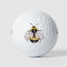 Boule de golf d'abeille aquarelle