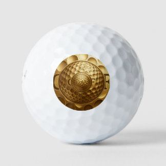 Balles De Golf Boule de golf Golden Premium - Design de logo 3D d
