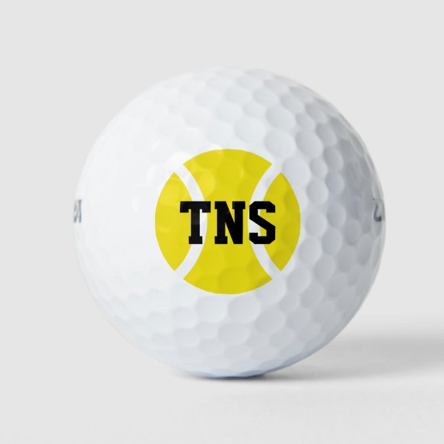 Balles De Golf Boule de tennis jaune monogramme Boules de golf Wi (Devant)