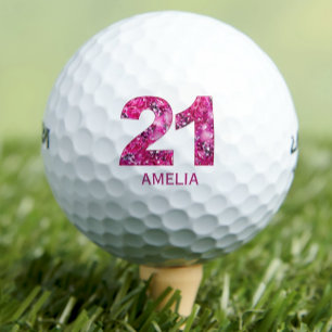 Balles De Golf Boules de golf 21 ans modernes 21 initiales roses