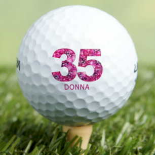 Balles De Golf Boules de golf 35 ans modernes 35 initiales roses