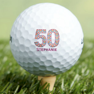 Balles De Golf Boules de golf 50e anniversaire moderne initiales 
