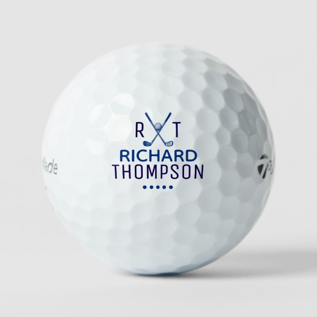 Balles De Golf Boules de golf Blue Monogram de son nom (Recto)