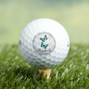 Balles De Golf Boules de golf florales papillon turquoise