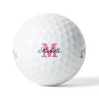 Boules de golf monogram de nom rose personnalisées