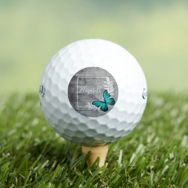Balles De Golf Boules de golf Rustique Papillon turquoise (T-shirt Insitu)