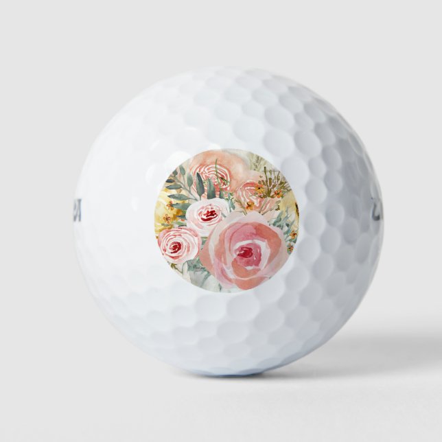 Balles De Golf Bouquet floral clair Aquarelle Pampas en bois rust (Devant)