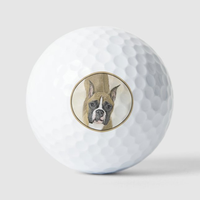 Balles De Golf Boxer Peinture - Cute Original Chien Art (Recto)
