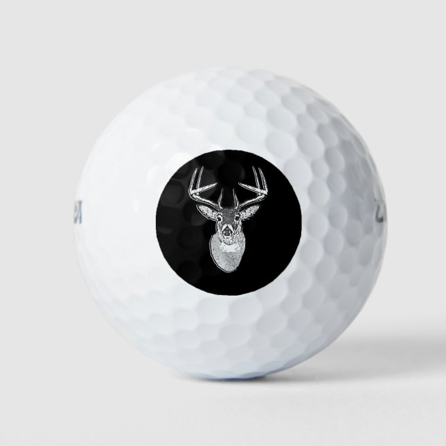 Balles De Golf Buck on Black White Tail Deer (Devant)