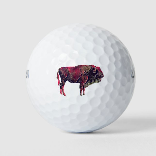 Balles De Golf Buffalo Portrait Design pour bison ou animal sauva (Devant)