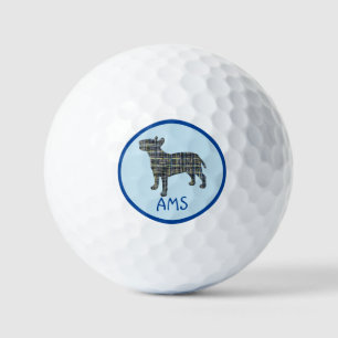 Balles De Golf Bull Terrier Chien Silhouette Monogramme Grille Bl