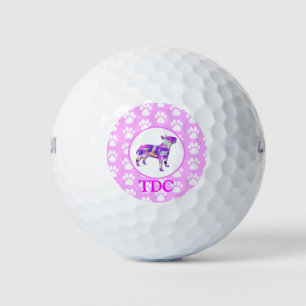 Balles De Golf Bull Terrier Français Chien Silhouette Paw Pink PY