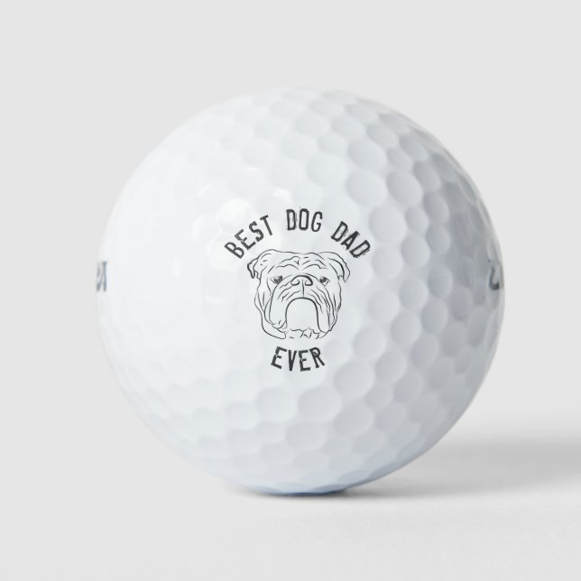 Balles De Golf Bulldog, meilleur chien papa jamais (Devant)