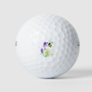 Balles De Golf Bumblebebe mignonne et fleurs aquarelle