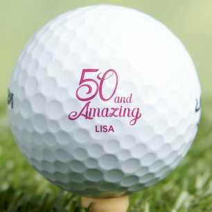 Balles De Golf Cadeau 50 ans pour collègue écriture rose moderne