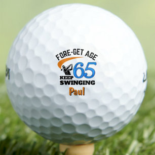 Balles De Golf Cadeau d'ami pour 65e anniversaire drôle bleu pers