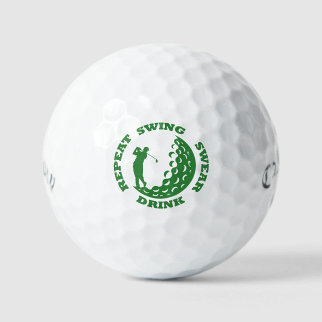Balles De Golf Cadeau de golf Lover - Swing Sweat Drink Repeat Gr (Recto)