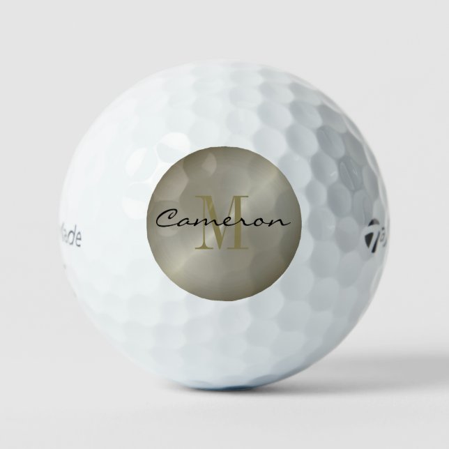 Balles De Golf Cadeau Personnalisé Lettre Initiale et Nom en Or s (Recto)