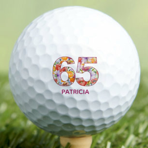 Balles De Golf Cadeau pour le 65e anniversaire - Nombre floral -