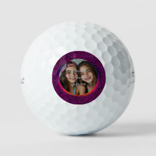 Balles De Golf Cadre photo personnalisé Neon Vaporwave Swirl