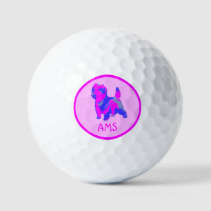 Balles De Golf Cairn Terrier mignon chien rose Silhouette Monogra