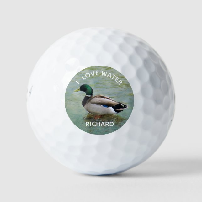 Balles De Golf Canard et prénom Aimer l'eau (Devant)