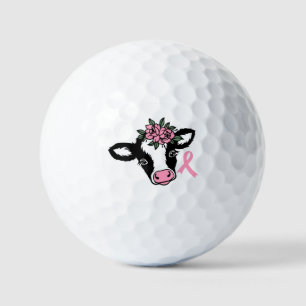 Balles De Golf Cancer du sein Floral rose Heifer Cow Golf Ball