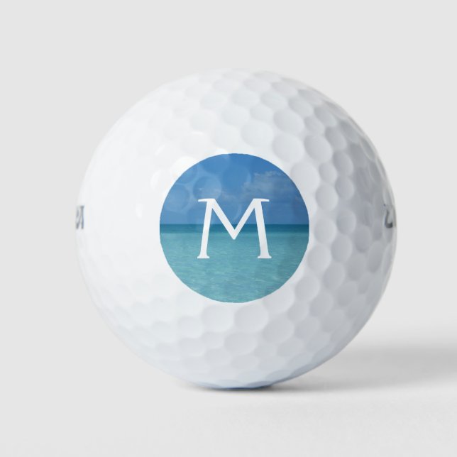 Balles De Golf Caraïbes Horizon Tropical Turquoise Bleu (Devant)
