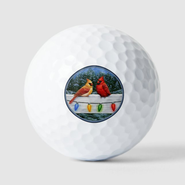 Balles De Golf Cardinal Birds et Christmas Lights Golf Balls (Recto)