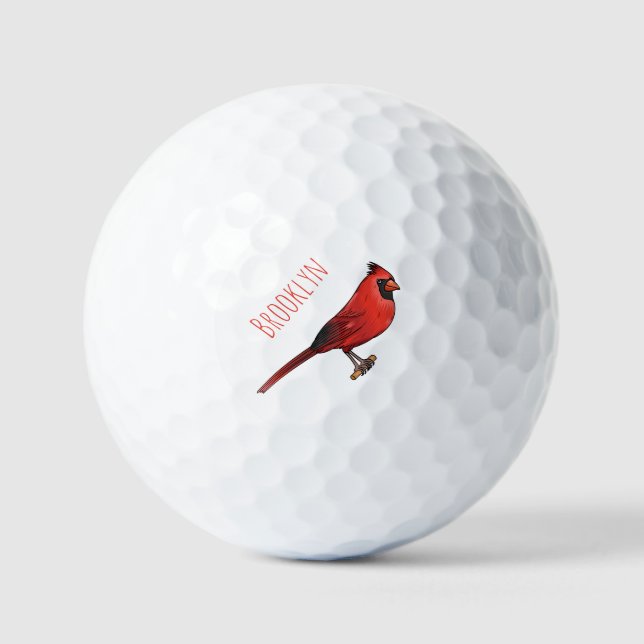 Balles De Golf Cardinal du Nord dessin animé d'oiseau (Recto)