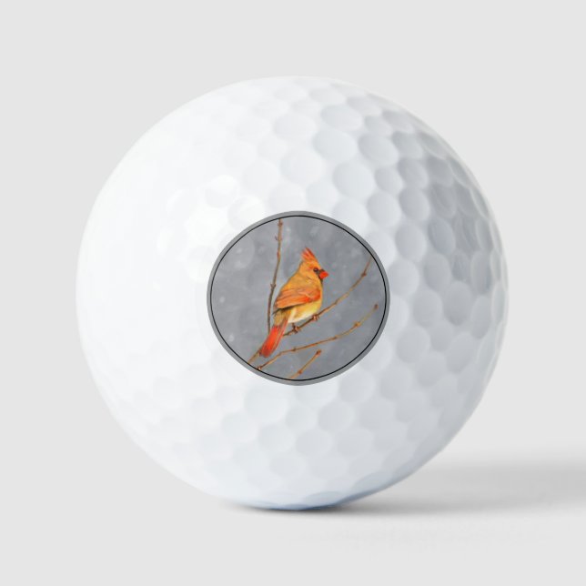 Balles De Golf Cardinal sur la peinture de branche - Art original (Recto)